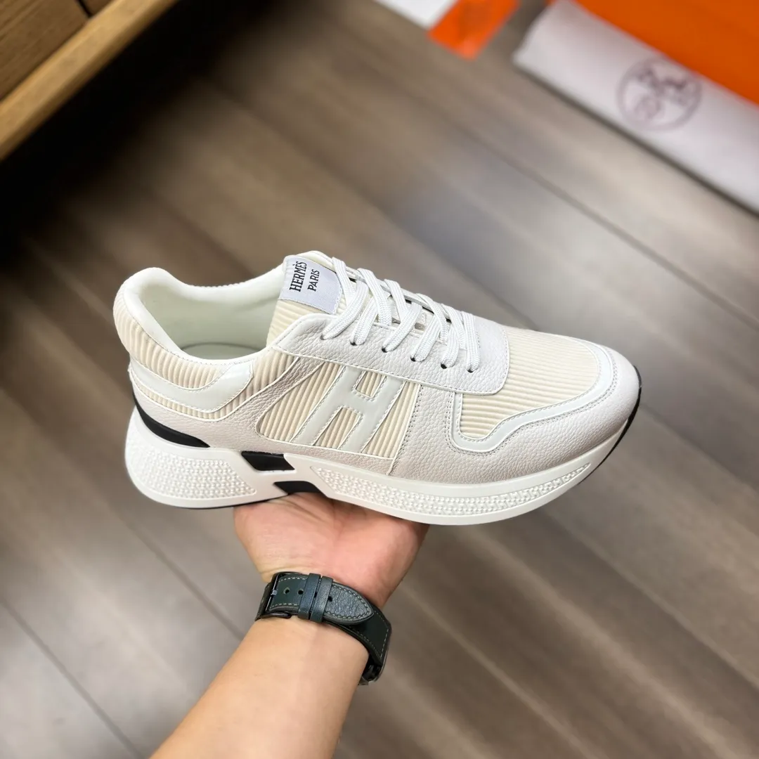 [HERMES] Hermès men's shoes 💰520💰 - High-end quality original order - Upper: 🔝 tumbled calfskin, high mercerized striped fabric, sewn brand H totem - Lining: water-dyed cowhide - Outsole: ultra-light T men's shoes 💰U foam rubber; two-color molded outsole - Super high quality control, fine workmanship: highlighted (high-end, luxury, grade) -Size :38-44 (45, customized)